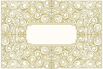 Decorative monochrome ornate retro design blank card