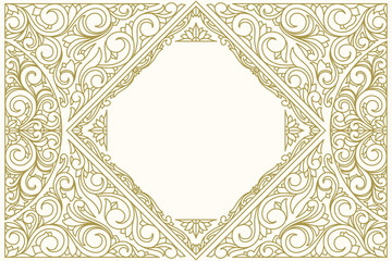 Decorative monochrome ornate retro design blank card
