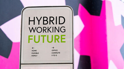 Hybrid Working future with colourful city backdrop location