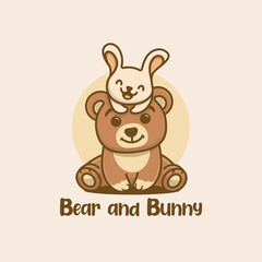 Bear and Bunny Kawaii Logo