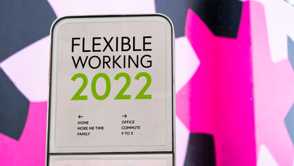 Flexible Working 2022 with colourful city backdrop location