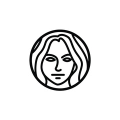 line female face in the circle shape beauty and spa logo design vector