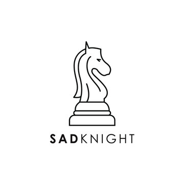 Sad Knight Chess Logo Icon Vector Illustration