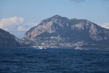 Fototapeta na wymiar View to Capri island and Mediterranean Sea, Italy