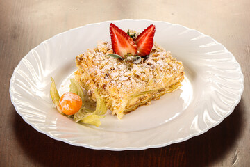 Napoleon cake dessert with cream