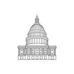 Capitol building line art logo design vector illustration