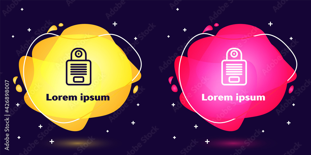 Poster set line intercom icon isolated on blue background. abstract banner with liquid shapes. vector