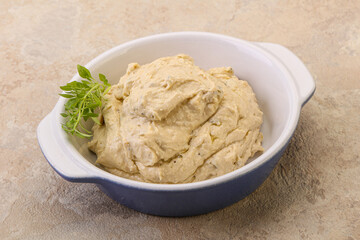 Vegan food - hummus with olive oil