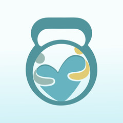 Helping with fitness dumbbell icon vector logo design.