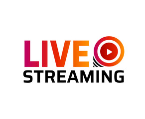 Live stream symbol design, icon with play button. Emblem for broadcasting, online tv, sport, news and radio streaming.