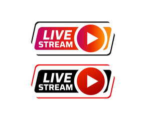 Live streaming icon. Broadcasting video news, tv stream screen banner. Online channel, live event sticker design.