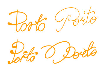 lettering of the name of a city in Portugal - Porto. set of four isolated styles.