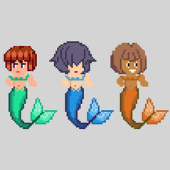 Set of pixel characters in art style