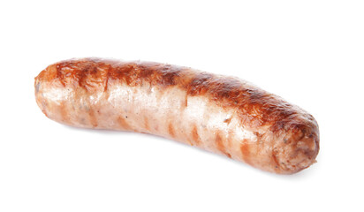 Delicious grilled sausage on white background