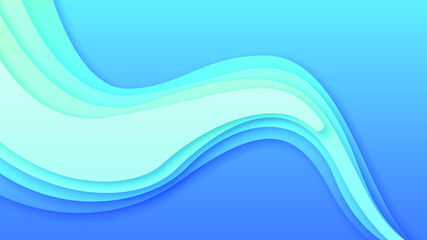 Abstract Paper Cut Sea Ocean Wave Water On Blue Background Vector Design