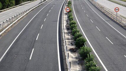 Fototapeta na wymiar car free lanes on the highway