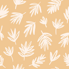 Abstract leaf vector seamless pattern. Hand drawn spring floral background