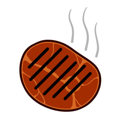 Fried meat. Steak and barbecue of a strong roast. Piece of food slice. Flat cartoon illustration