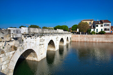 Fototapeta na wymiar Italy, Emilia Romagna, Rimini, Tiberius Bridge