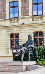 Statue of Count Gyorgy outside Franciscan Church on Foe Square. Keszthely, Hungary