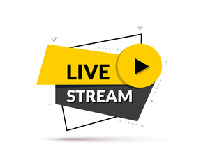 Live streaming sign. Geometric banner of online live streaming or broadcast. Vector illustration