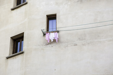 Fototapeta na wymiar Hanging rags washed
