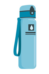 Stylish modern flask or bottle for water, which can be used by sportsmen, people on vacation, to take with them on a hike. Vector illustration of a thermos in a realistic style on a white background.