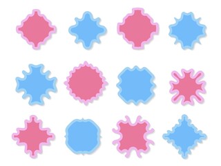 Set of cute labels and tags. Template for design elements, ready-made frames. Vector illustration in pink and blue color isolated on white background.