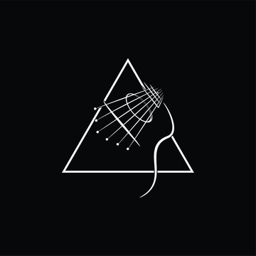 black and white guitar pyramids logo vector 