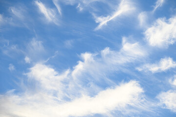 Light and airy cloudscape, white clouds and blue sky as a nature background

