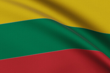 close-up of the Lithuania flag waving in the wind 