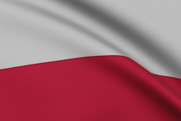 Flag of Poland waving on the wind.