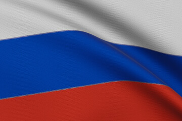 close-up of Russia flag waving in the wind 