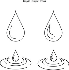 Drop water icons. Logos of raindrops. Droplet blood or oil. Symbol of drip liquid. Outline shapes for rain, milk, sweat, tear. Set of dyes. Graphic moisture icon. set icons 