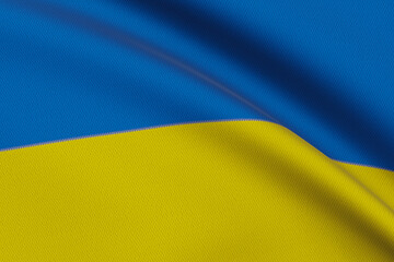 close-up of Ukraine flag waving in the wind 