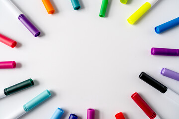 Colorful markers isolated on white background