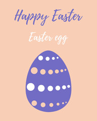 Easter egg with pattern and quote Happy Easter on isolated background. Template for postcard, banner, invitation, poster. Vector illustration in a flat style.