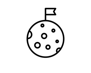 Moon, silhouette, vector illustration, isolated on white background . Moon and flag icon