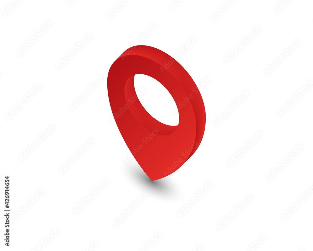 Poster map pointer symbol. flat isometric icon or logo. 3d style pictogram for web design, ui, mobile app, 