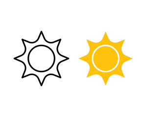 Flat sun Icon. Summer pictogram. Sunlight symbol. Vector illustration, EPS10.