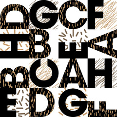 letters different slope alphabet black white