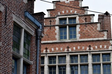 Fototapeta na wymiar House with stepped gable roof in Ghent