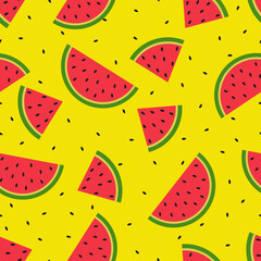 Seamless watermelons pattern. Vector background. Flat design