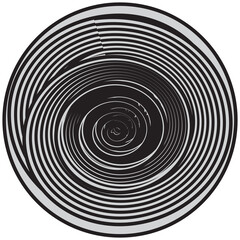 Abstract striped black and white Spiral design element