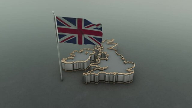 3D animation of the map of united Kingdom