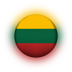 Glass light ball with flag of Lithuania. Round sphere, template icon. Lithuanian national symbol. Glossy realistic ball, 3D abstract vector illustration highlighted on a white background. Big bubble