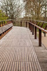 Wooden bridge over the River Wensum in the city of Norwich