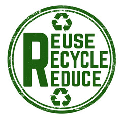 Reuse, recycle, reduce grunge rubber stamp