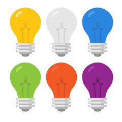 Light bulbs concept multicolors energy creativity vector