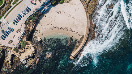 Aerial view of the Children's Pool in La Jolla Cove, La Jolla, California